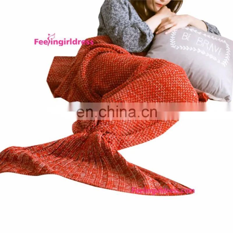 Multiple Colour Customized mermaid tail design Knitted Mermaid Tail Blanket