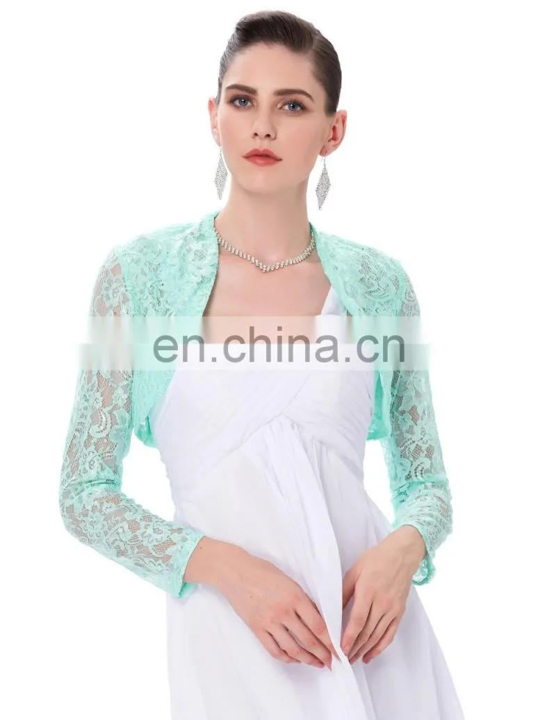 Belle Poque Womens Long Sleeve Cropped Black Lace Shrug Bolero BP000339-1