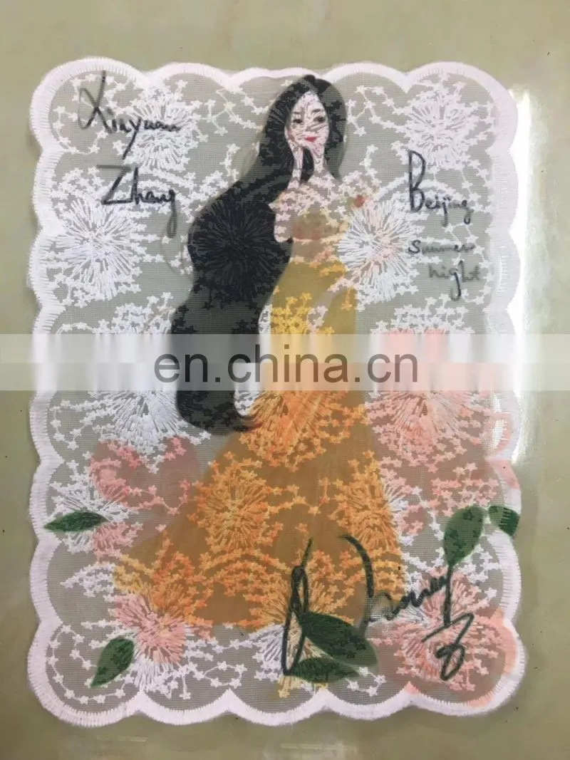 new popular embroidery milk silk mesh printing lace design