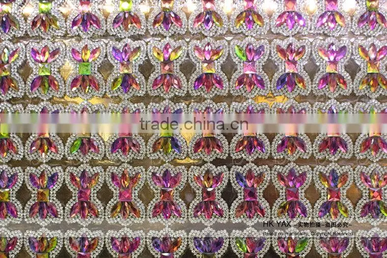 0113L High Quality bowknot rhinestone trimming mesh,rhinestone trimming mesh for dresses,wholesale rhinestone trimming mesh