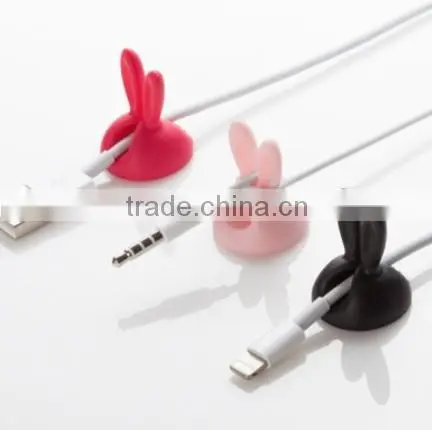 Hottest Design Cable Winder Rabbit Shape Silicone Solid Wire Clips