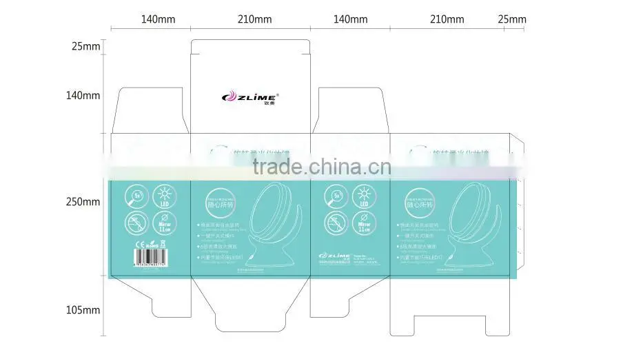 double sided 1x / 5x magnifying led makeup compact mirror