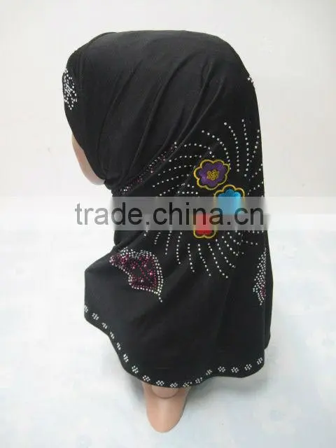 A487 Popular beaded 2pcs al amira two pieces hijab