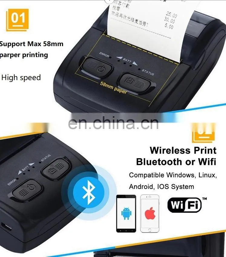 Cheapest Portable mini thermal printer 58mm pos thermal receipt printer for supermarket