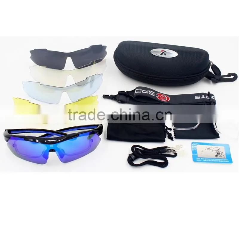 Anti-glare UV400 outdoor sports riding interchangeable 5 lens cycling sunglasses
