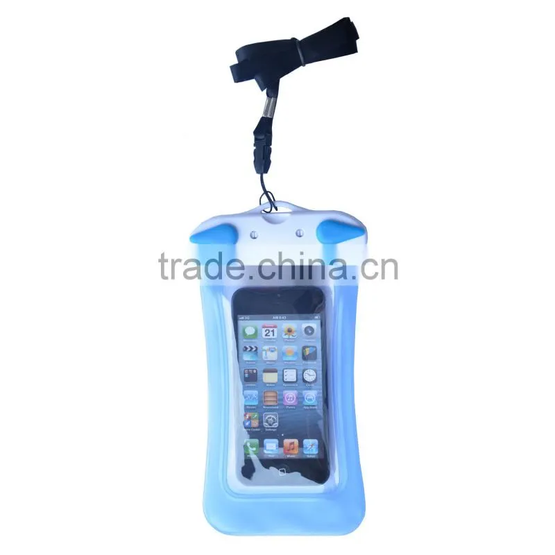 Waterproof PVC Phone Diving Bag With ABS ButtonS Within 10m Deep
