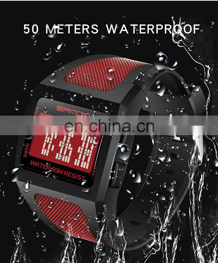 SANDA 222 Trendy High End Men's Digital Sports Watch Resin Strap Luminous Week Display Male Watches