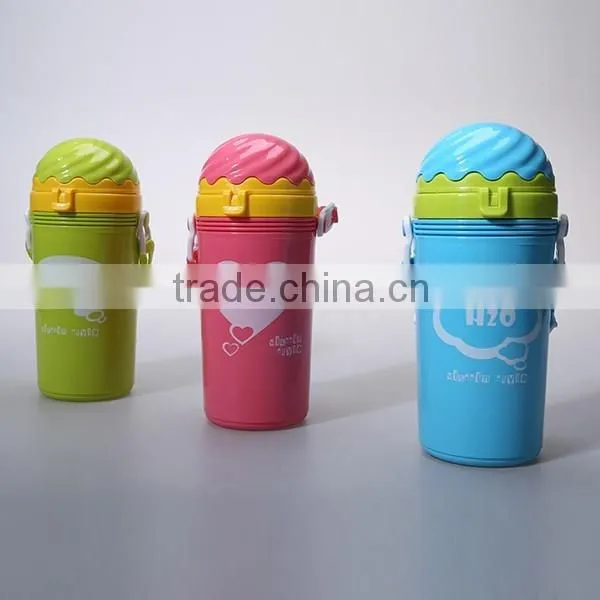 Fashion Ice Cream Shaped Plastic Sport Straw Bottle for kids