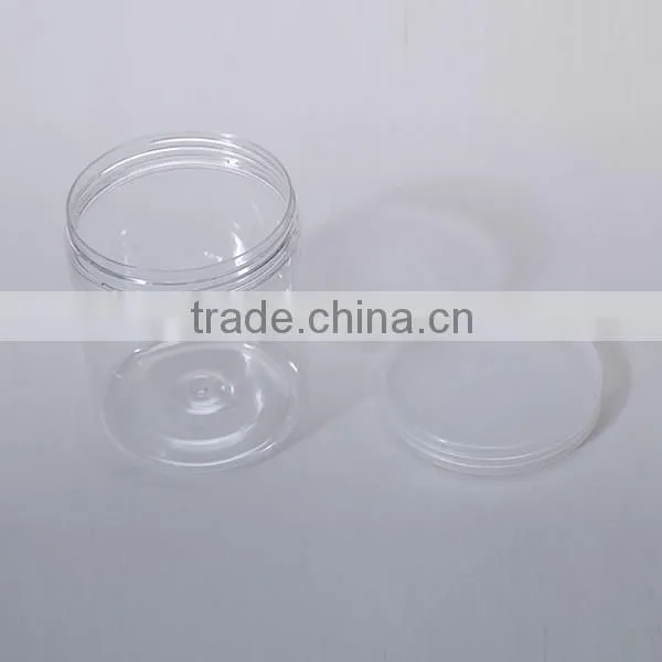 Hot selling PET plastic bottle/tins transparent plastic pot/food cans