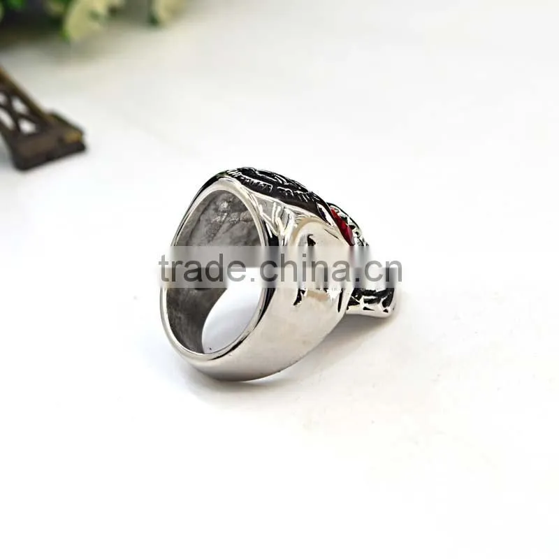 China 2016 New Products Single Stone Ring Designs Skull Rings With Ruby
