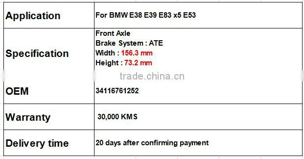 Best Brake pad For BMW E38 E39 E83 x5 E53 OE 34116761252 3.0 i /4.4 i 3411 6761 252