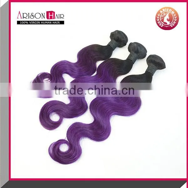 cheap wholesale purple human hair weave ombre remy hair extensions