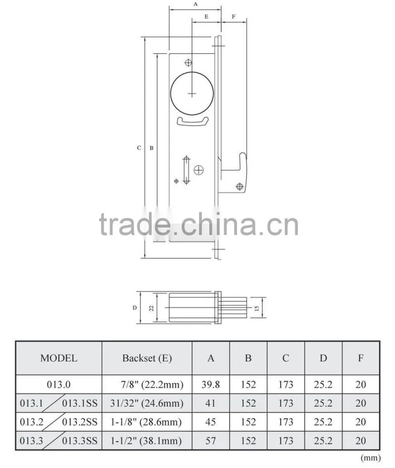 Taiwan 3 Point Cerradura Slide Door Hook Mortise Lock