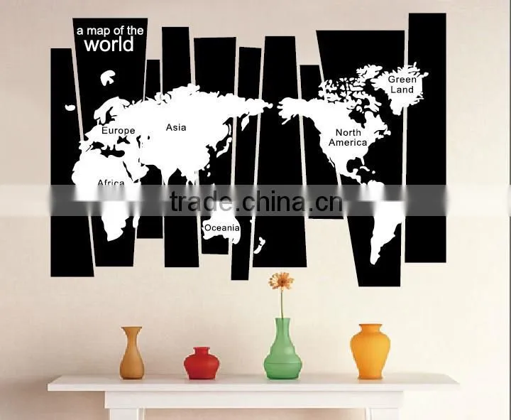 ALFOREVER Vinyl black wallmap decals,vinyl wallmap sticker