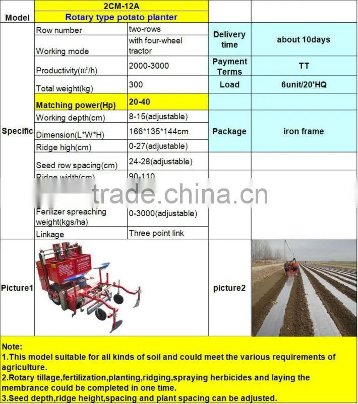 Rotary potato planter and harvester for sale,top-grade in China