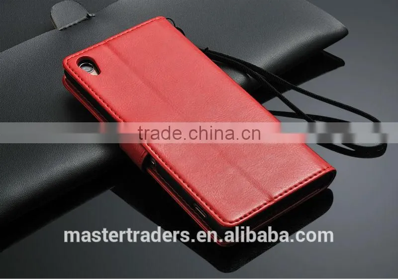 Original Fashion 64 Grain Stand Holder Wallet Flip PU Leather Case For Sony Z3 MT-3102