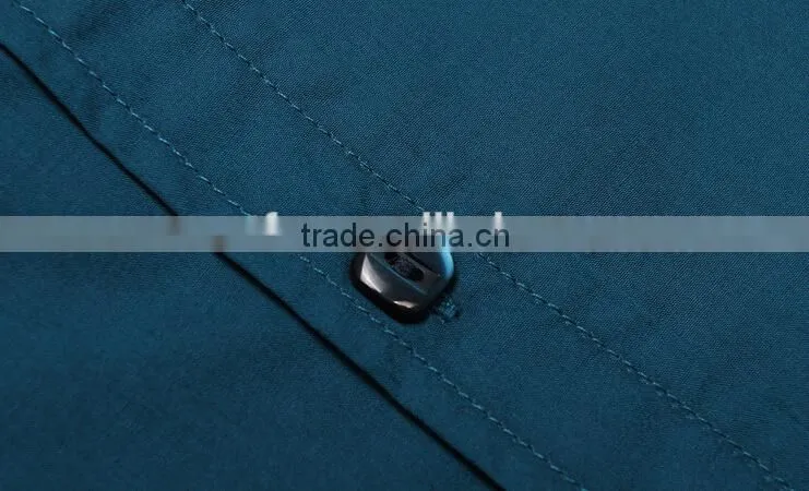 Floral Collar and Sleeve Office Design Light Blue Oxford Shirt