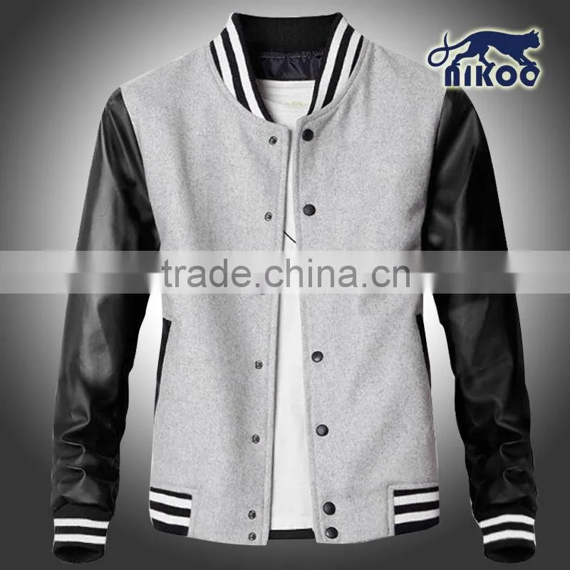 NIKOO custom fleecy letterman jackets with snap buttons