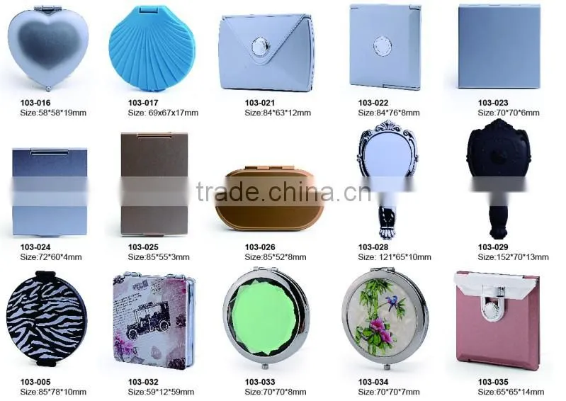 square double side diamond decorated travel mirror
