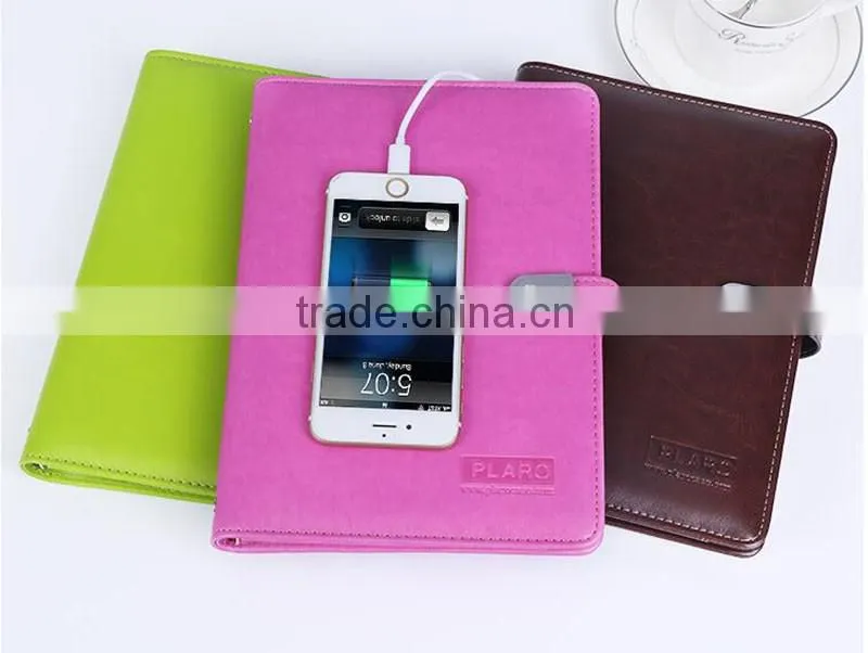 Japan style leather cover ring binder A5 notebook with powerbank and U disk