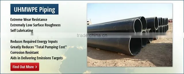Plastic uhmwpe mining/tailing/drill pipe