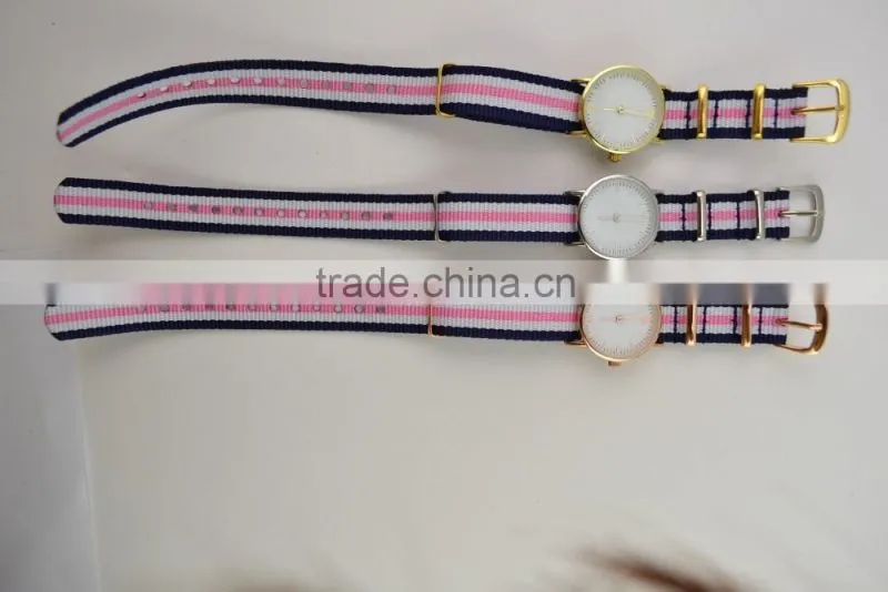 2016 Utra-thin slim case nylon strap watch, concise watch face with interchangeable strap, stainless steel back leather watch