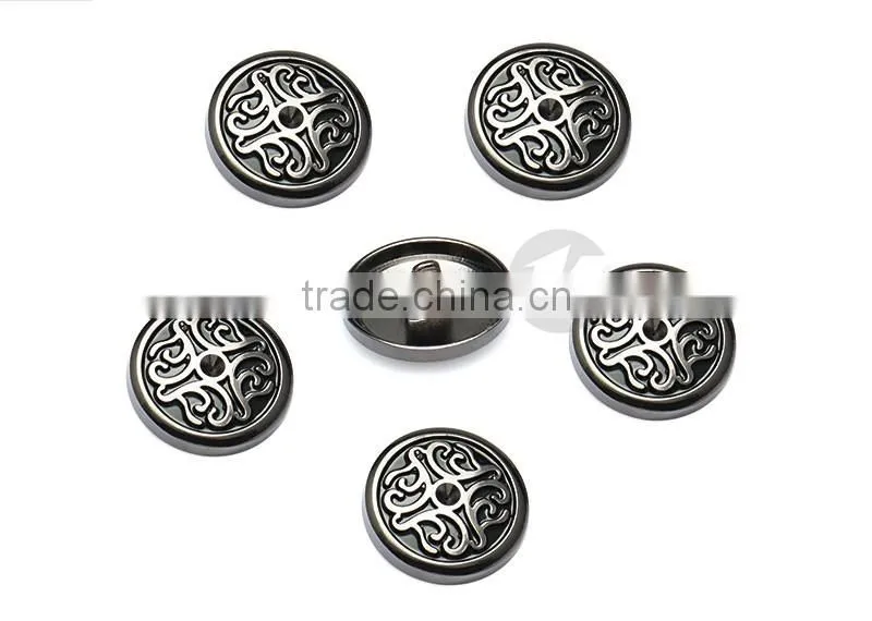 Gunmetal Embossed Logo Metal Sewing Buttons For Garment