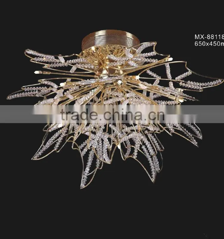G4 crystal modern dining ceiling lamp in gold color