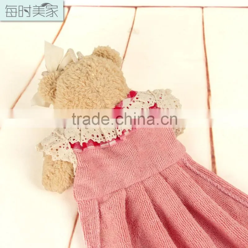 Cute animal decorative hand towel with lace, girl dress microfiber hand towel