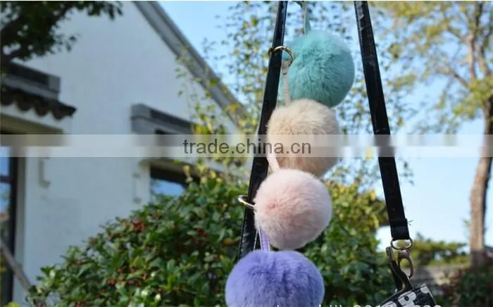 New Arrival Big soft Rabbit Fur Ball key chain