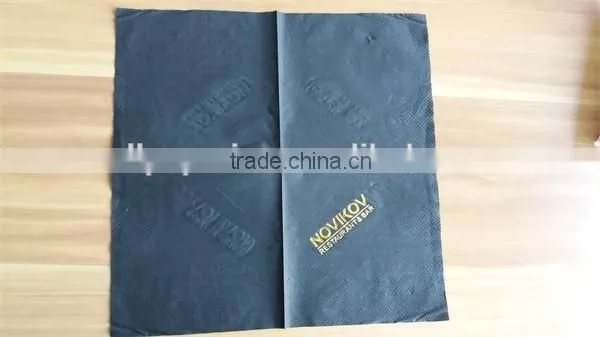 100% virgin wood pulp Dyeing paper napkins printed gold foil logo