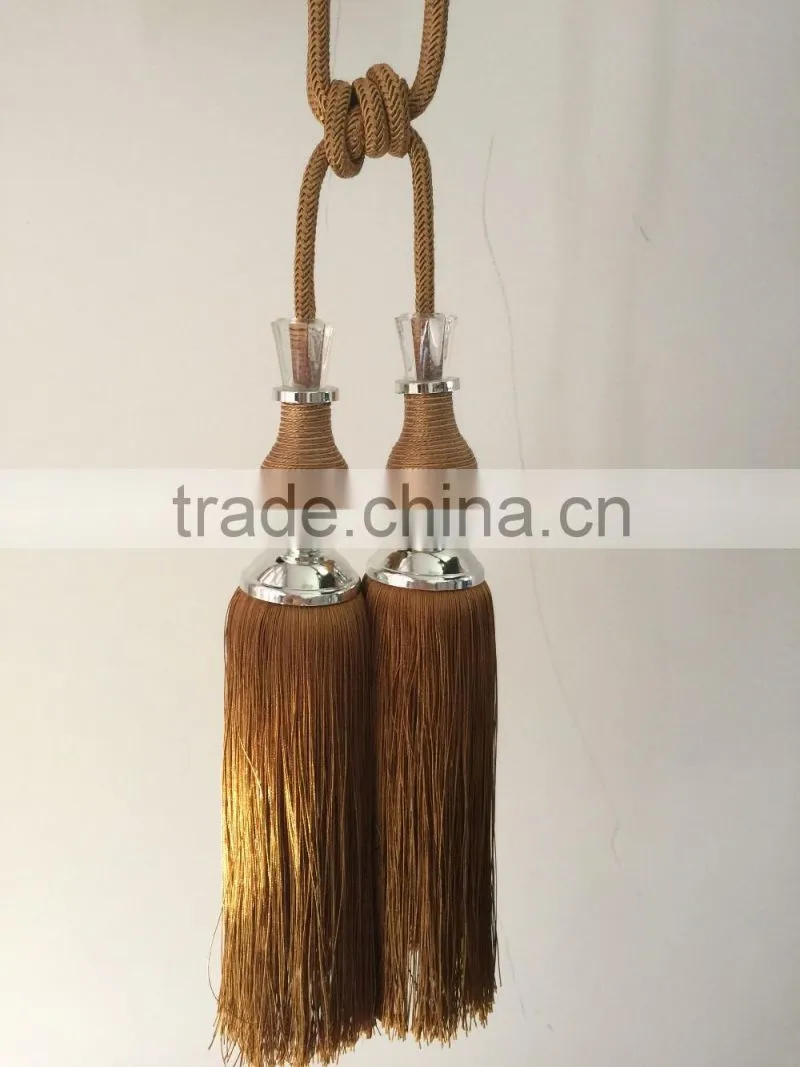 Curtain accessories wholesale tassels polyester material curtain tiebacks with crystal bead