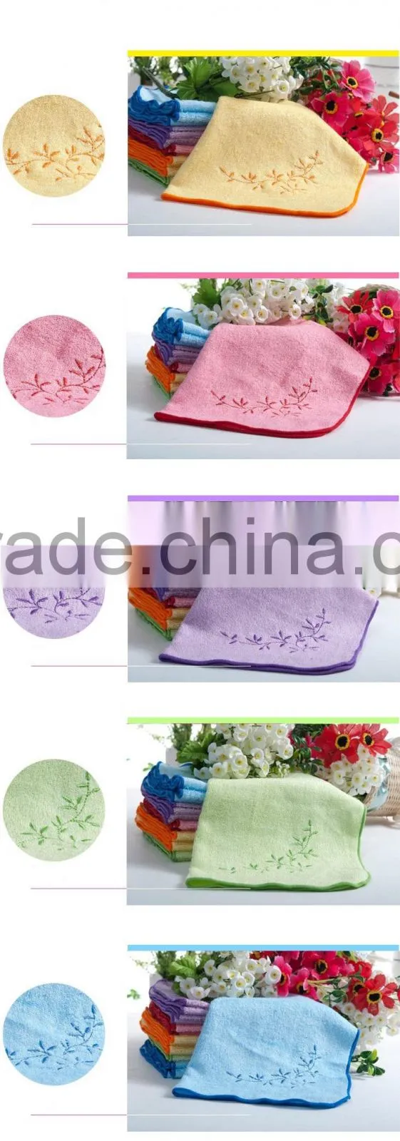 hot sales cotton velour bamboo fibre embroidery design fancy hand towels