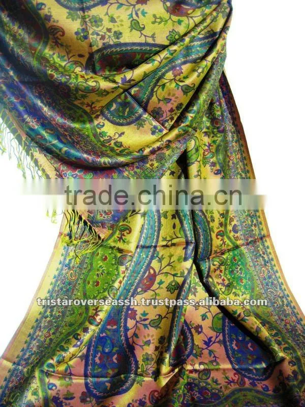 High quality multi color screen print silk modal shawls