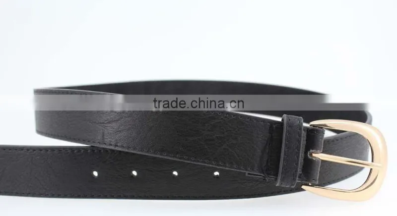 30Mm Women's fashion belt with White leather & Gold Buckle in chinese factory