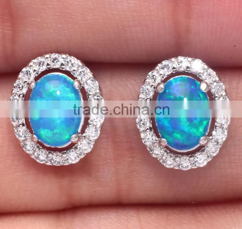 Opal Jewelry Factory !!! Wholesale Lab Created White Opal 925 Sterling Silver Teardrop Opal Earring