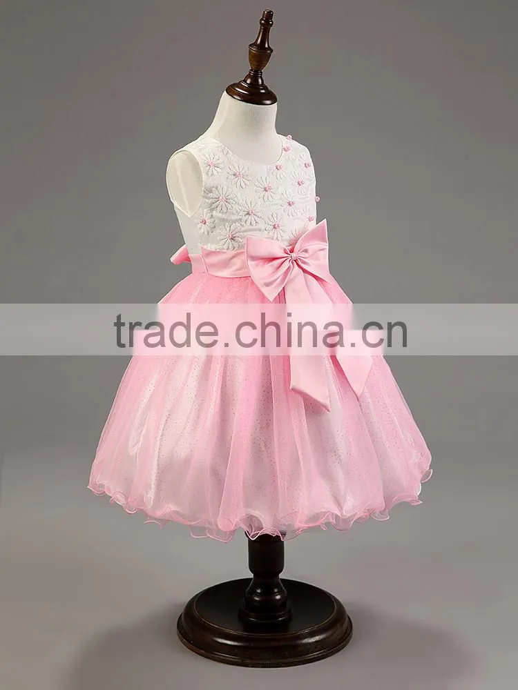 Lastest wholesale pink chiffon Layered dress flower girl net dresses TR-WS33
