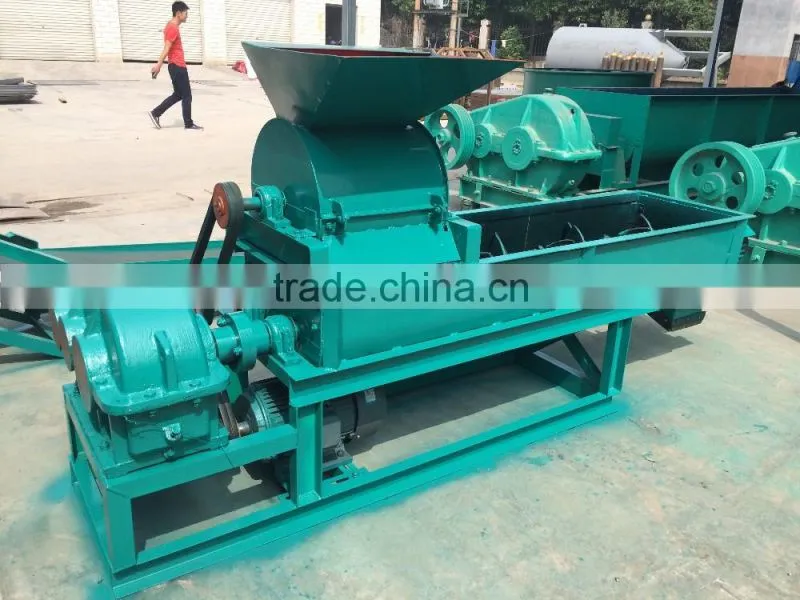 Energy-save hammer crusher with double shaft mixer and discharge conveyor for coal and charcoal powder