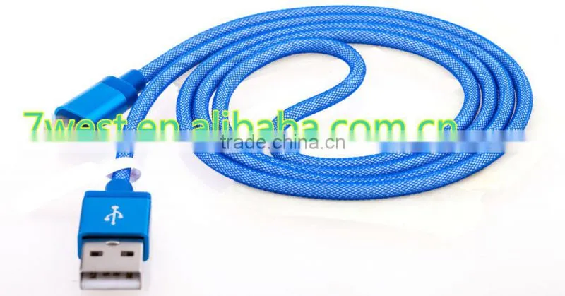 Tangle Resistant Aluminum Mesh Braided Micro 5 pin USB Charger Cable for Samsung