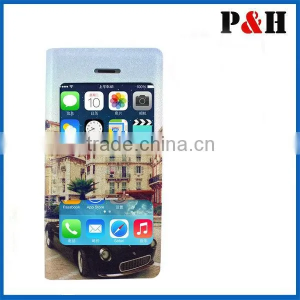Colorful leather case with big window for iphone 5