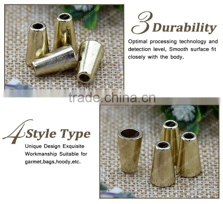 High quality brass tin metal cord end stoppers for garment