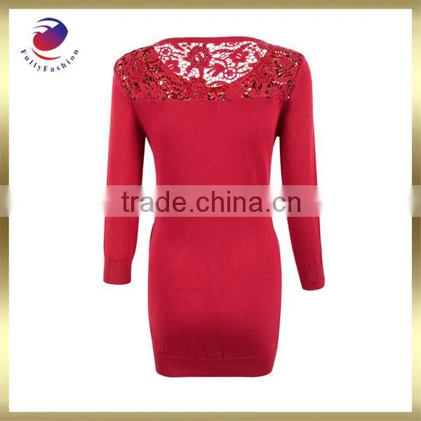 Women's geometric striped lace hollow-out sweater