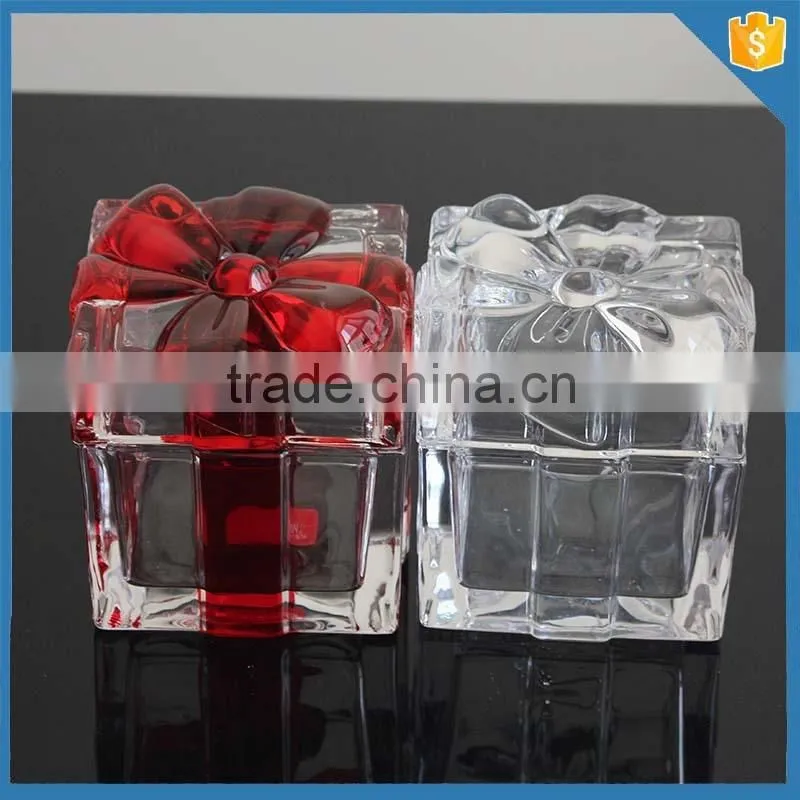 LXHY-JB001 manufacturers china red butterfly ribbon design glass crystal jewelry box