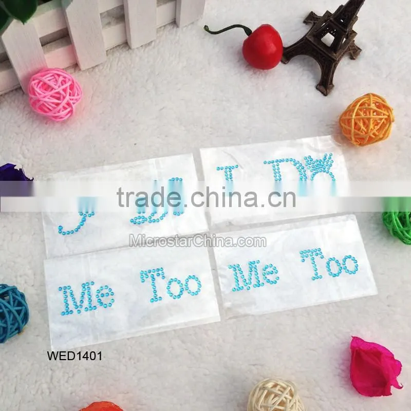 Hotsale Wedding Groom 3d rhinestone crystal letter shoe or cup stickers