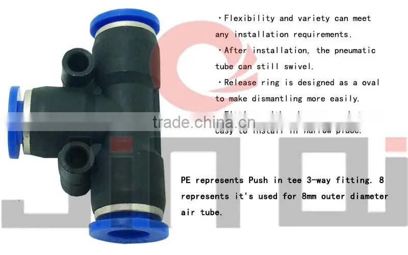alibaba china pneumatic tee plastic connector
