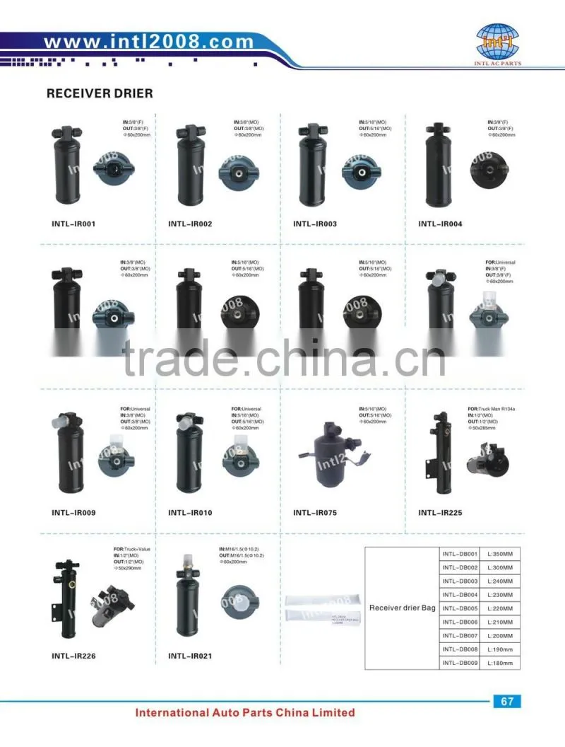 PAD:50*290MM auto AC receiver drier for MERCEDES BENZ TRUCK PACKING: 30CM*14CM*8CM