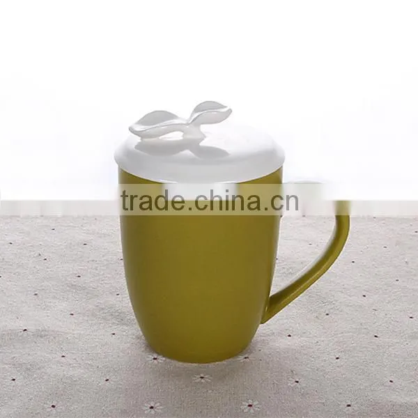 400ml 14oz ceramic coffee mug with lid solid color tea cup with cover solid color Factory directly sale