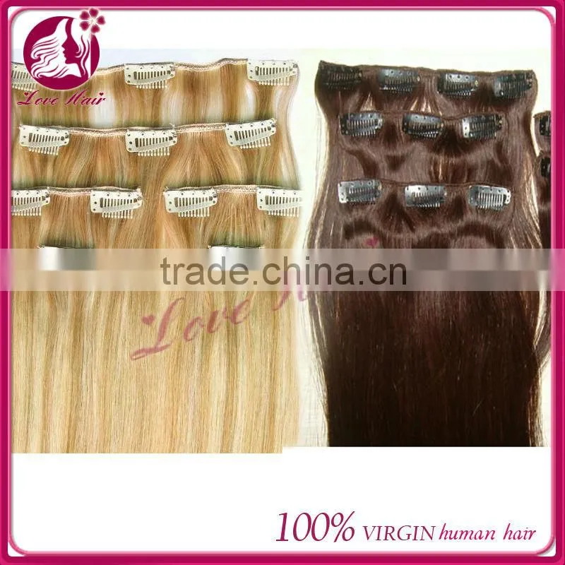 Cheap 100% human hair clip in hair extension