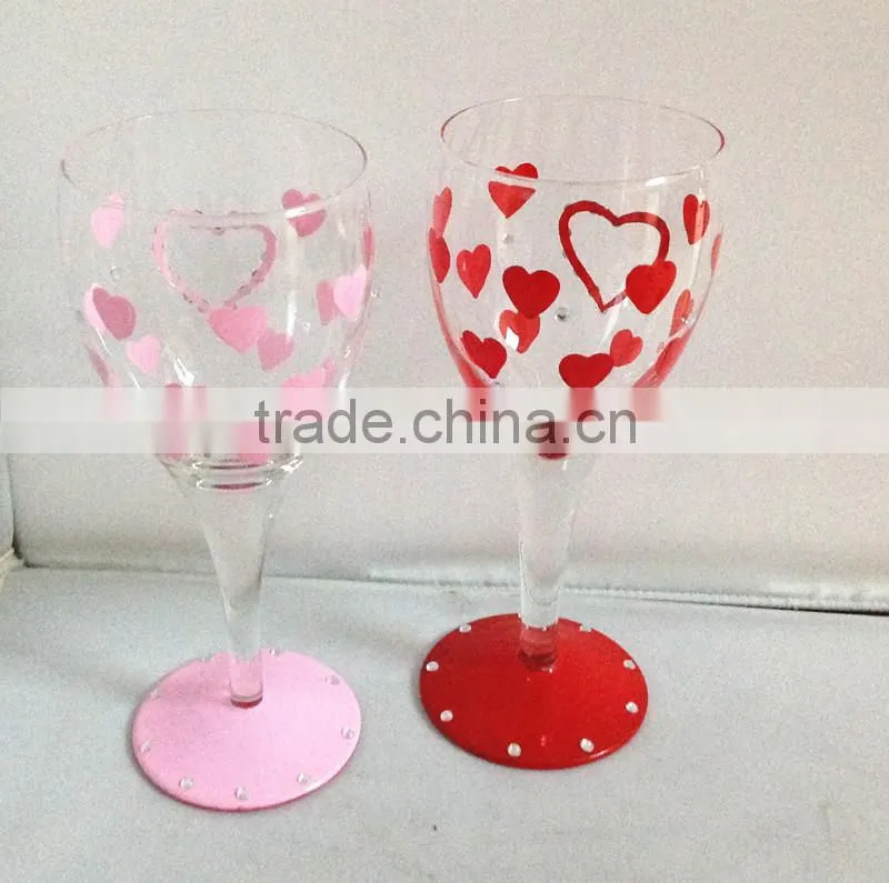 unique design Valentine champagne glass with unique decoration