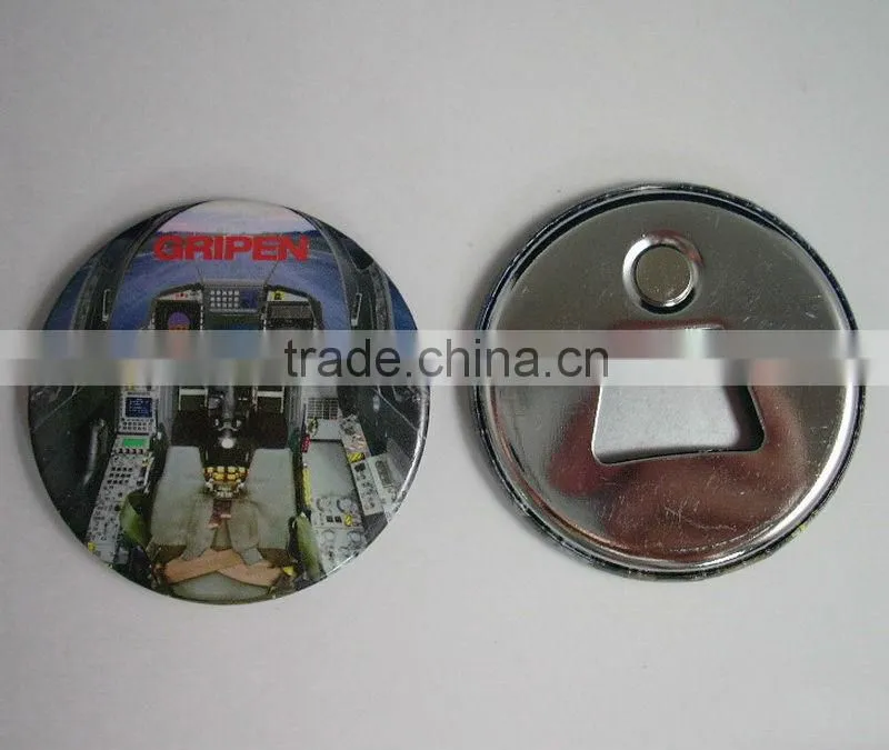 Customized round tinplate beer opener , magnetic opener fridge , bottle opener fridge magnet